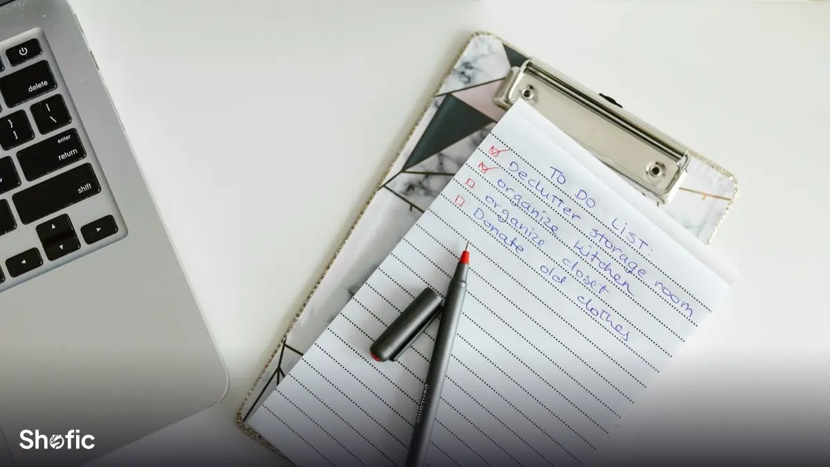 Comparing services against a checklist on a laptop