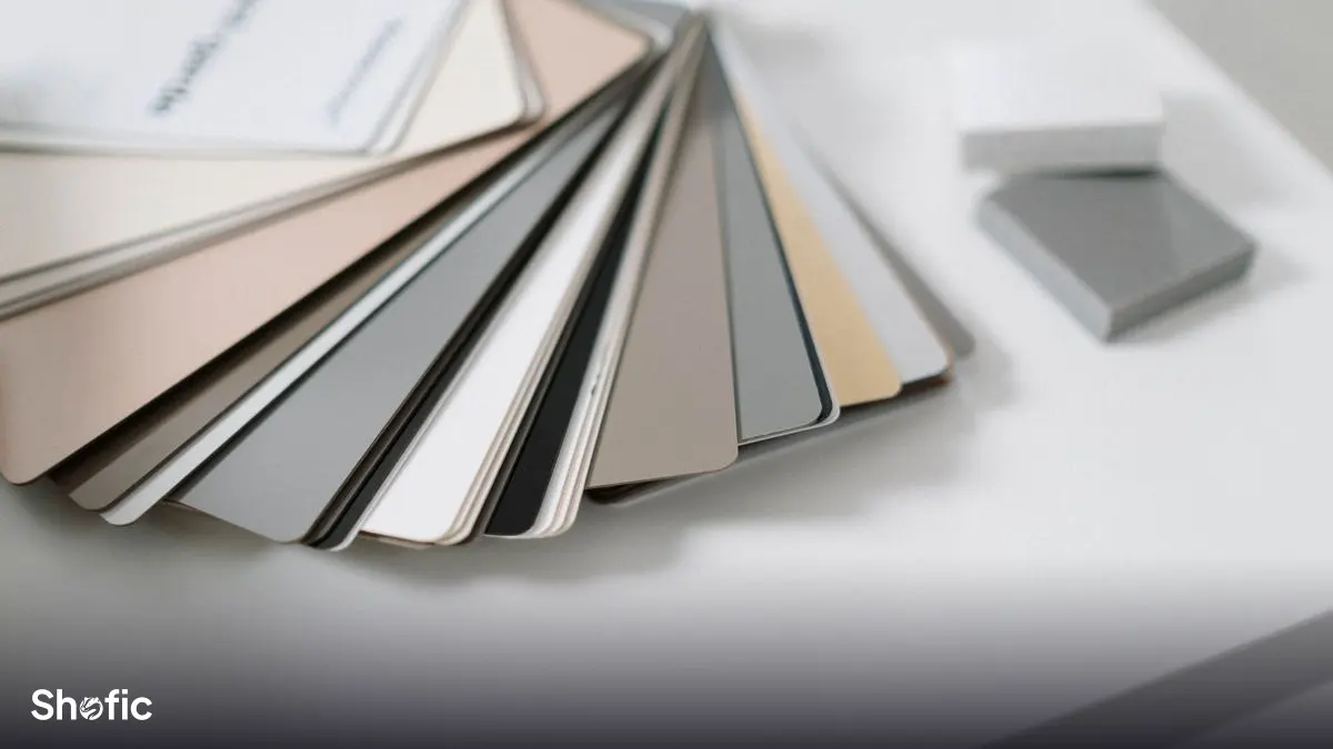 A colour palette laid out on a designer’s desk