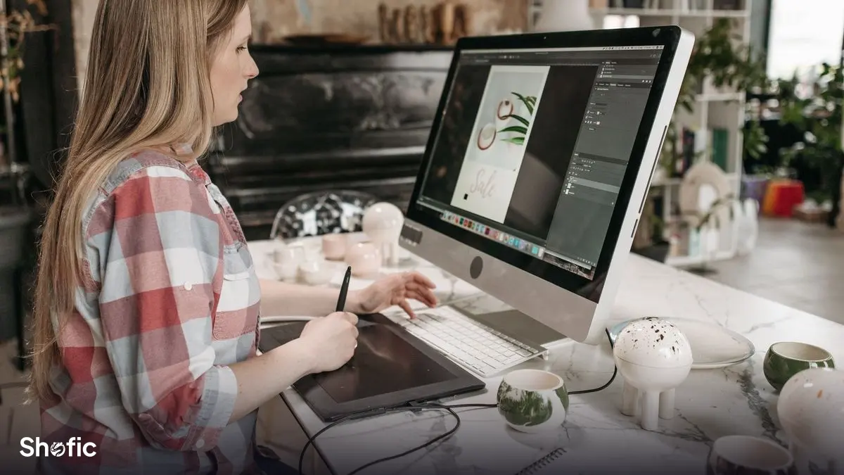 A designer adjusting brand colours on screen