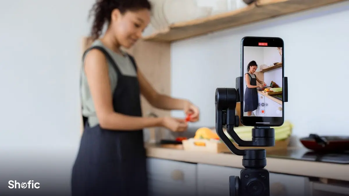 A person recording a vertical story on a phone