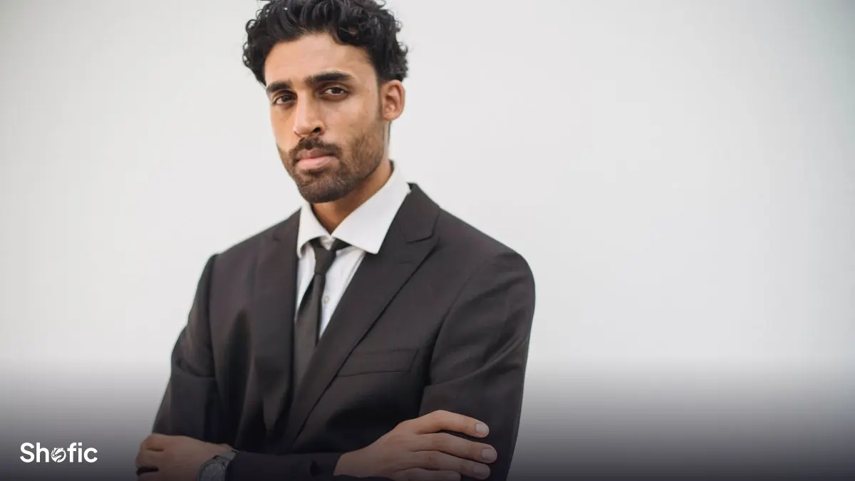 A professional portrait in an office