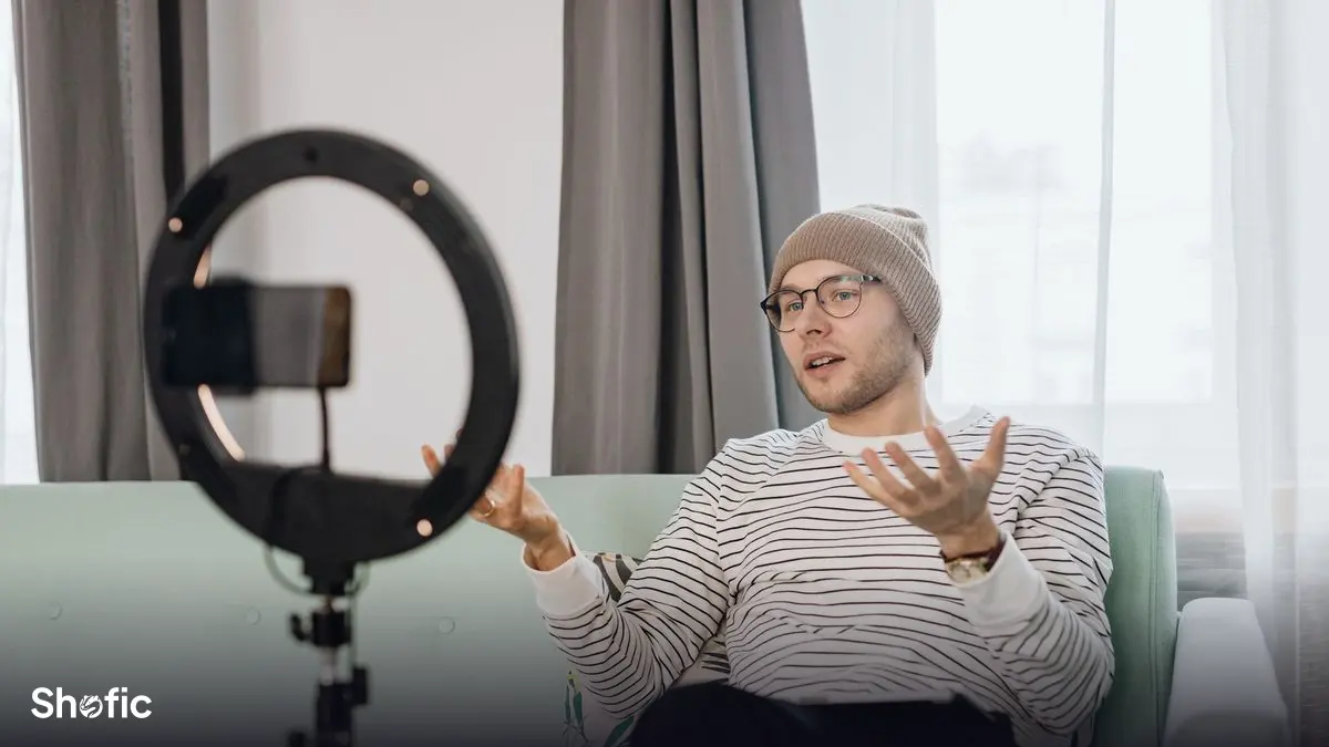 A creator broadcasting live to an audience