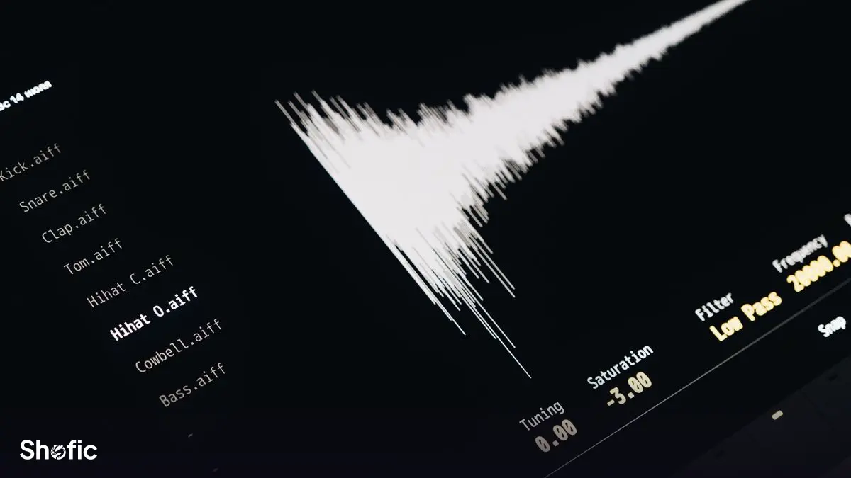 An audio waveform being edited on screen