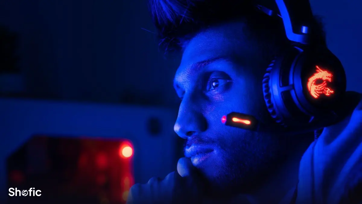 A streamer wearing a headset while broadcasting