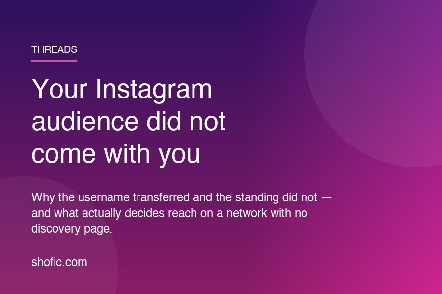 A phone showing a Threads profile with a low follower count beside an Instagram profile with a high one