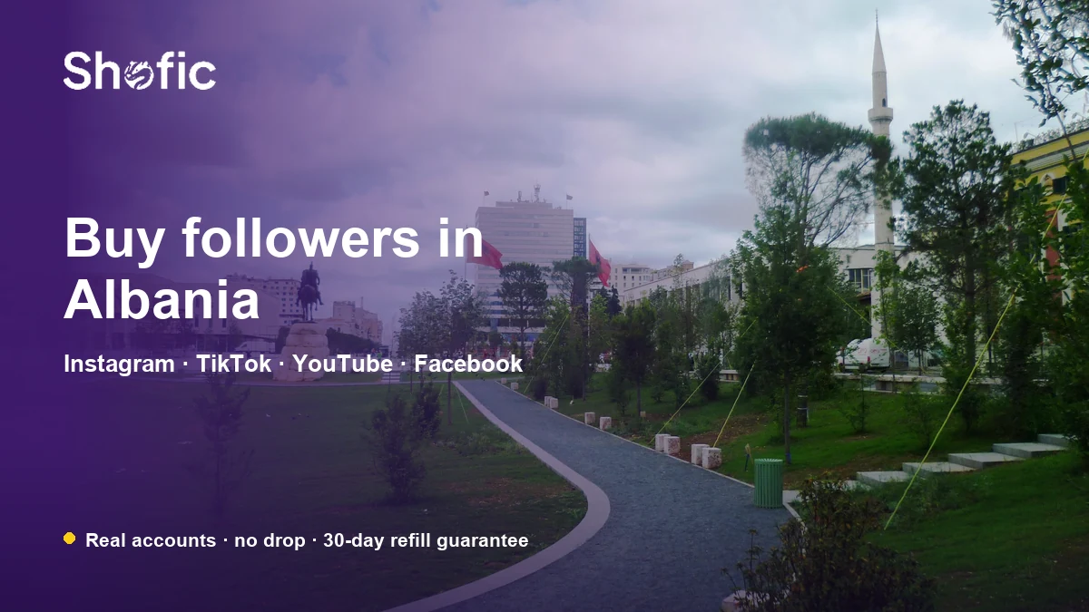 Buy followers in Albania — Shofic, over Skanderbeg Square in Tirana