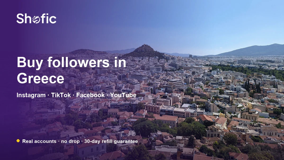 Buy followers in Greece — Shofic, over Athens from the Acropolis