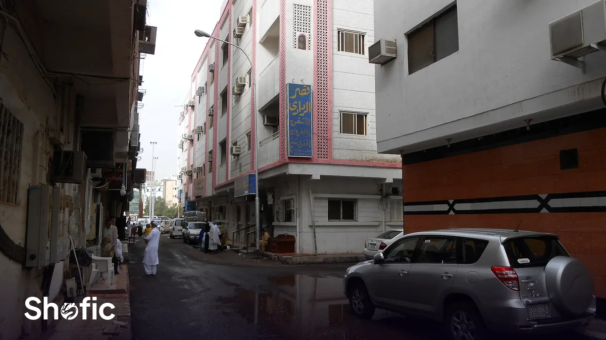 A street of furnished apartments and small hotels in Medina