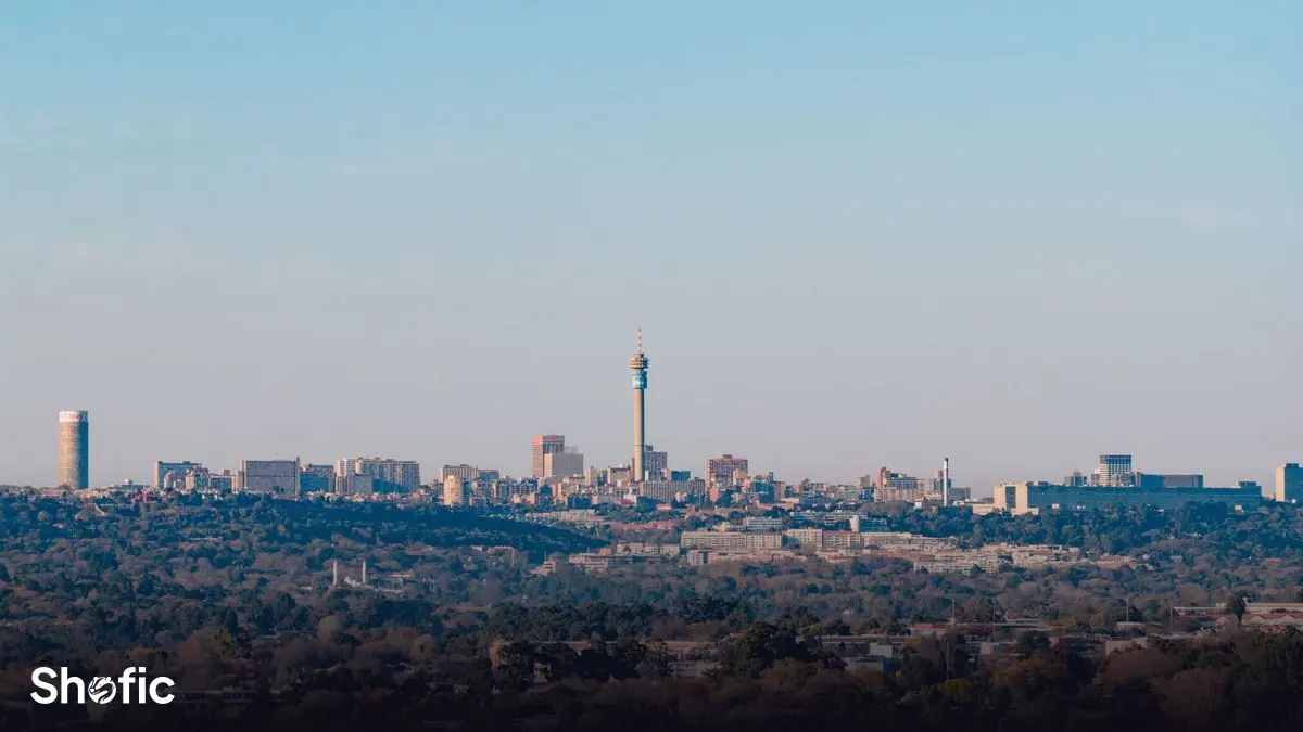 The Johannesburg skyline in South Africa